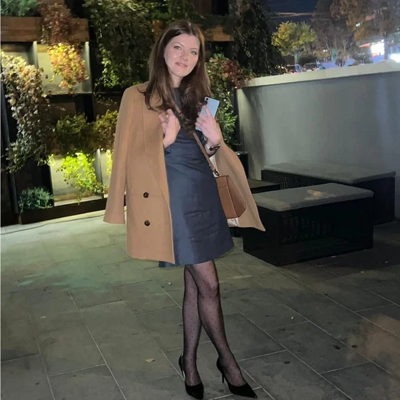 Sezane Camel Double-Breasted Trench Coat - Picture 2 of 7